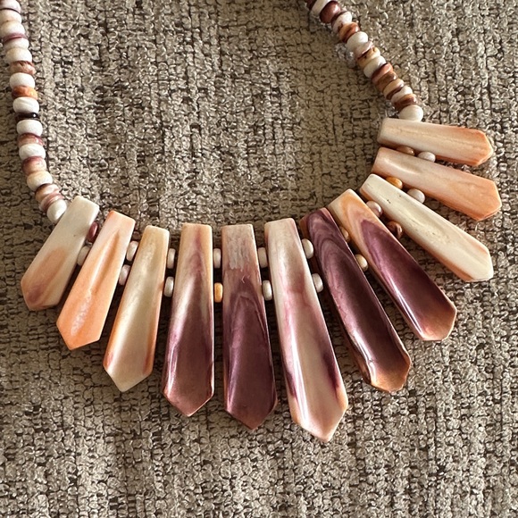 Jay King Vibrant Orange and Brown Necklace Spiny Oyster sterling - Picture 3 of 4